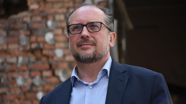 Aleksandr Schallenberg, ministro das Relações Exteriores da Áustria, em Gastomel, perto de Kiev, Ucrânia, 20 de julho de 2022 - Sputnik Brasil