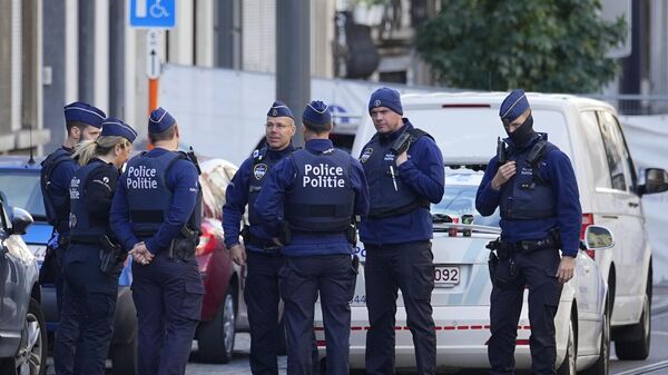 Polícia Belga faz patrulhamento das ruas da capital Bruxelas. Outubro de 2023 - Sputnik Brasil
