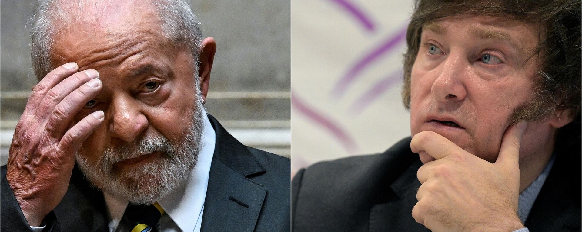 Esta combinação de imagens de arquivo criadas em 20 de novembro de 2023 mostra o presidente brasileiro Luiz Inácio Lula da Silva durante a sessão de boas-vindas no Parlamento português. Lisboa, 25 de abril de 2023 - Sputnik Brasil, 1920, 19.12.2023
