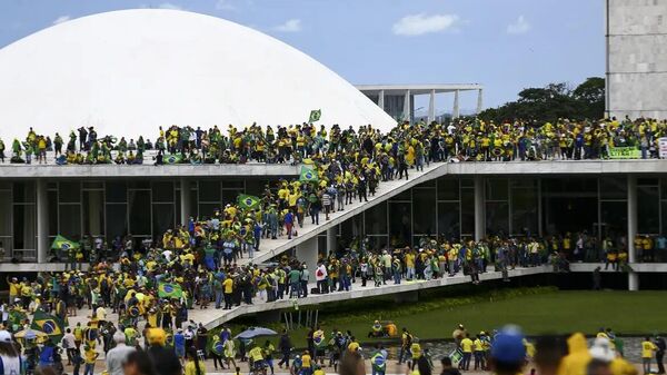 Golpistas fazendo protesto em Brasília - Sputnik Brasil
