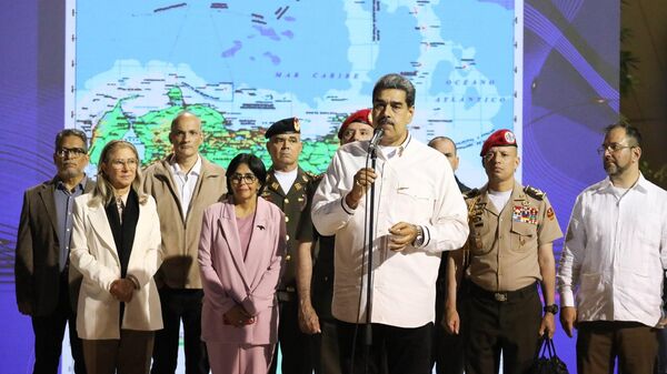 Presidente Nicolás Maduro faz discurso após encontro com seu homólogo da Guiana Irfaan Ali, 14 de dezembro de 2023 - Sputnik Brasil