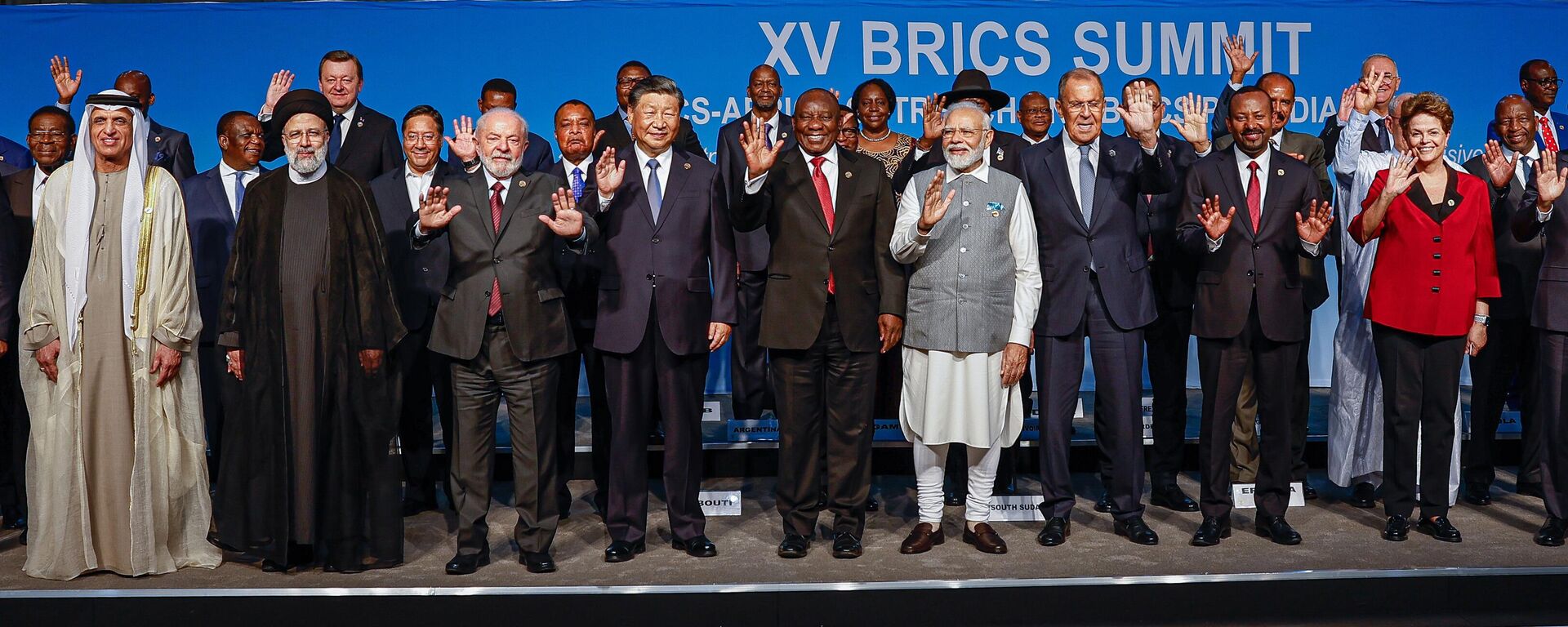 Presidentes dos países membros e amigos do BRICS durante a última cúpula do grupo. Joanesburgo, 24 de agosto de 2023 - Sputnik Brasil, 1920, 01.01.2024