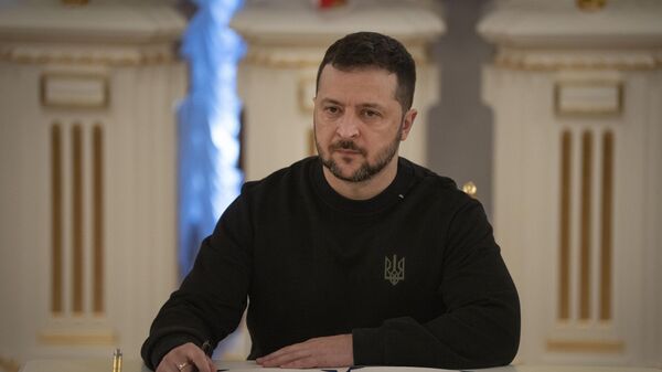 Vladimir Zelensky assina um acordo de segurança entre Ucrânia e Reino Unido em Kiev. Ucrânia, 12 de janeiro de 2024 - Sputnik Brasil