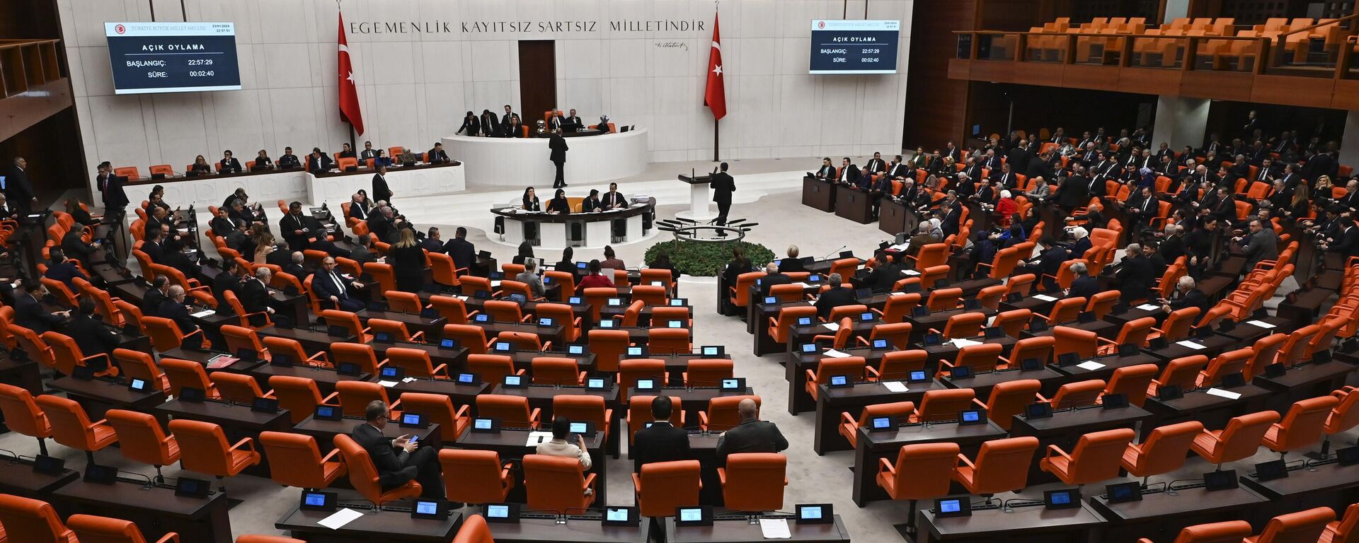 Legisladores turcos votam a candidatura da Suécia à Organização do Tratado do Atlântico Norte (OTAN) na Grande Assembleia Nacional, em Ancara, Turquia, em 23 de janeiro de 2024 - Sputnik Brasil, 1920, 23.01.2024