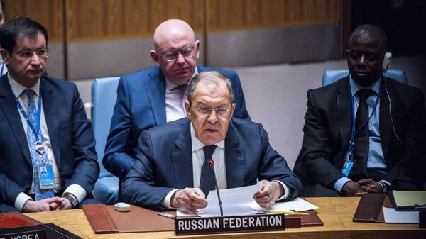 Ministro Sergei Lavrov durante reunião da ONU - Sputnik Brasil