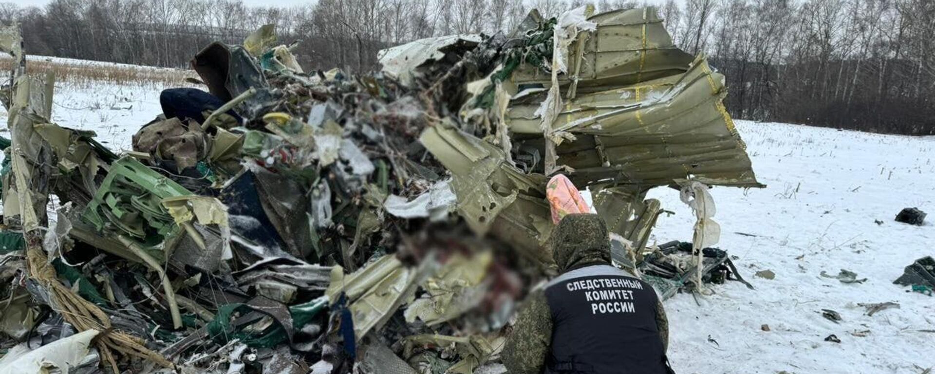 Investigadores do Comitê de Investigação da Rússia no local da queda do avião Il-76, na região de Belgorod  - Sputnik Brasil, 1920, 27.01.2024