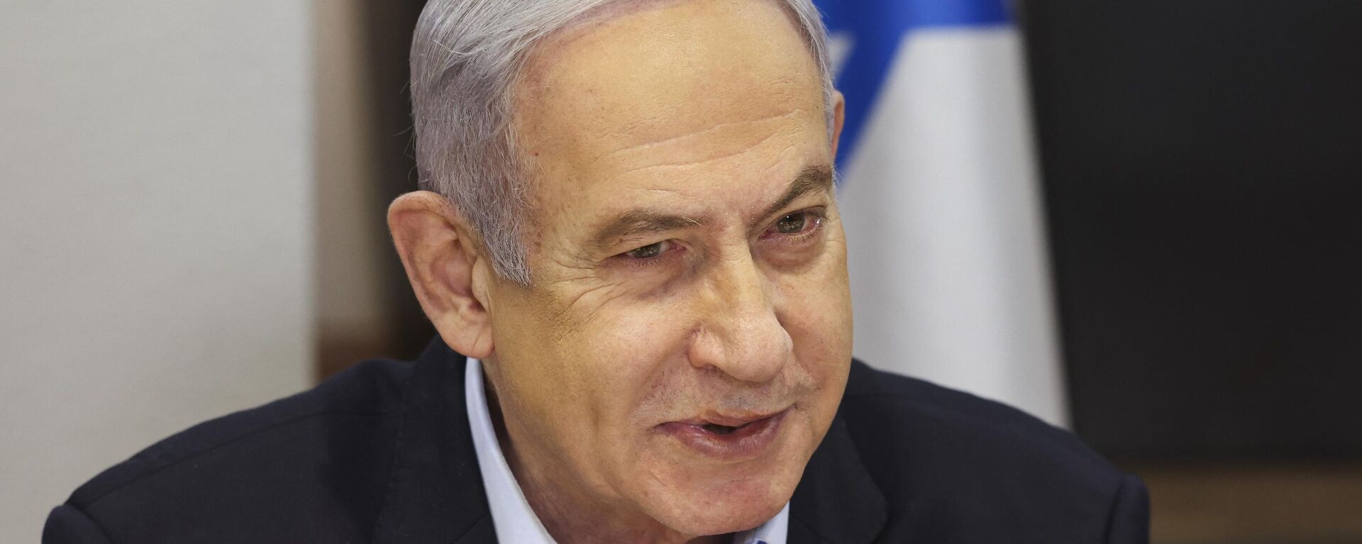 Benjamin Netanyahu, primeiro-ministro israelense, lidera a reunião semanal do gabinete no Ministério da Defesa em Tel Aviv, Israel, 7 de janeiro de 2024 - Sputnik Brasil, 1920, 29.01.2024
