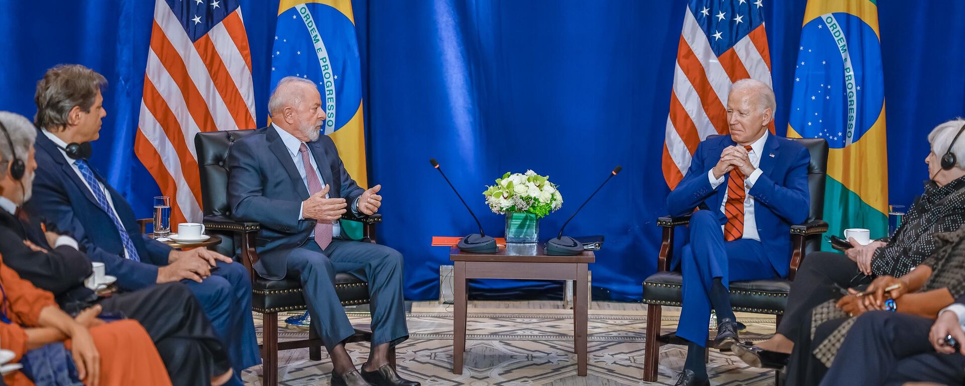 Presidente da República, Luiz Inácio Lula da Silva durante encontro com o Presidente dos Estados Unidos da América, Joe Biden, em Nova York - Sputnik Brasil, 1920, 30.01.2024