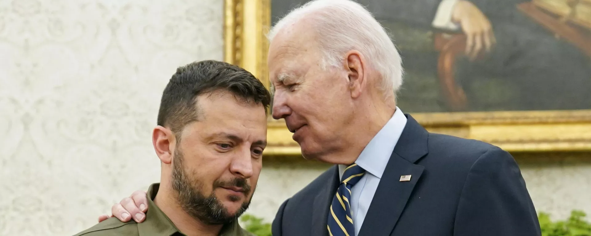 O presidente Joe Biden se encontra com o presidente ucraniano Vladimir Zelensky no Salão Oval da Casa Branca, Washington, em 21 de setembro de 2023 - Sputnik Brasil, 1920, 05.02.2024