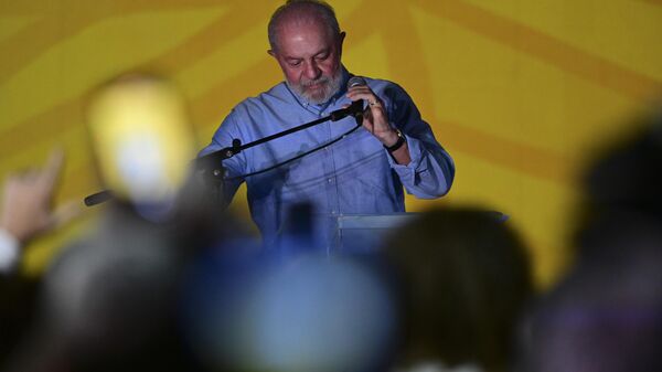 Lula da Silva, presidente brasileiro, discursa durante cerimônia de lançamento de um projeto de investimento cultural da Petrobras no Museu de Arte Moderna do Rio de Janeiro, Brasil, em 23 de fevereiro de 2024 - Sputnik Brasil