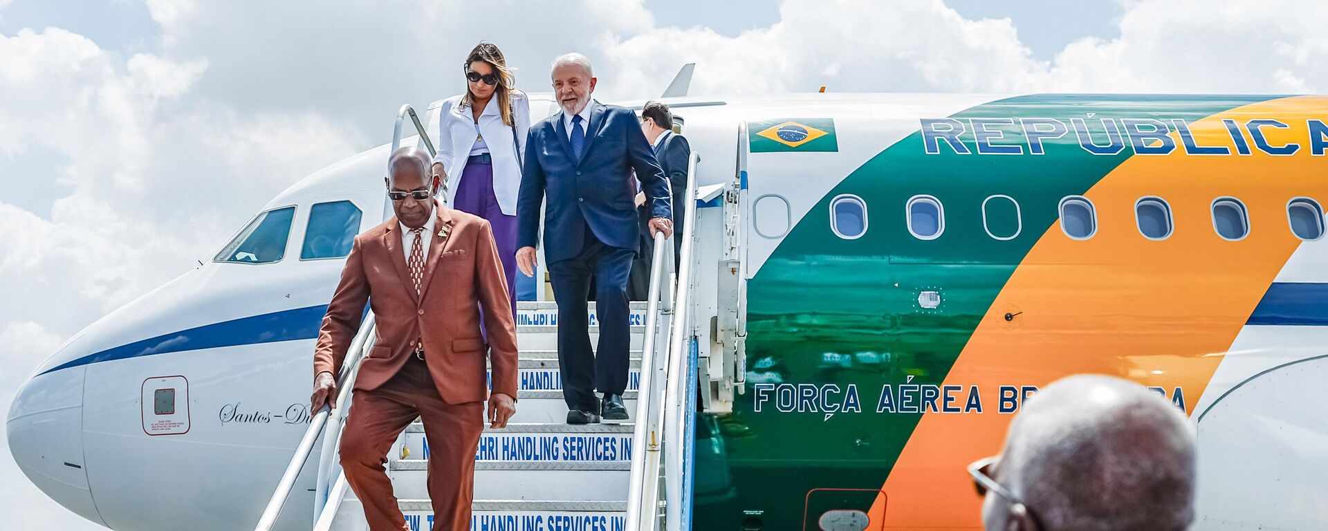 Presidente Luiz Inácio Lula da Silva durante chegada a Georgetown para a cúpula dos países da Comunidade do Caribe. Guiana, 28 de fevereiro de 2024 - Sputnik Brasil, 1920, 28.02.2024