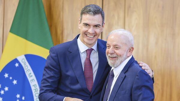 Presidente Luiz Inácio da Lula da Silva e presidente da Espanha, Pedro Sánchez, durante encontro bilateral. Brasília, 6 de março de 2024 - Sputnik Brasil