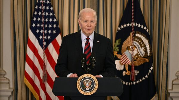 O presidente dos EUA, Joe Biden, fala durante uma reunião do seu Conselho de Concorrência na Sala de Jantar de Estado da Casa Branca em Washington, D.C. EUA, 5 de março de 2024 - Sputnik Brasil