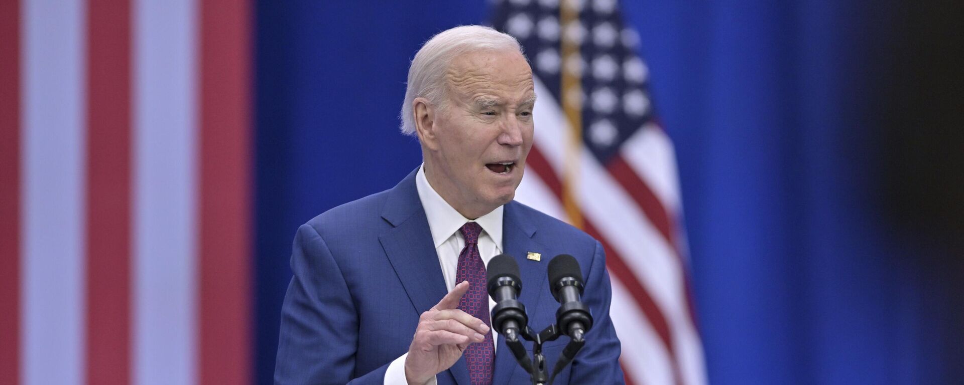 Joe Biden, presidente dos EUA, discursa durante evento em Goffstown. New Hampshire, EUA, 11 de março de 2024 - Sputnik Brasil, 1920, 11.03.2024
