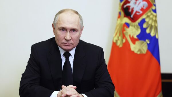 Vladimir Putin, presidente da Rússia, dá discurso aos cidadãos russos, 23 de março de 2024 - Sputnik Brasil
