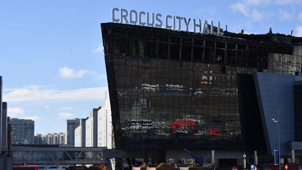 Crocus City Hall incendiada em Krasnogorsk, nos arredores de Moscou, em 25 de março de 2024 - Sputnik Brasil