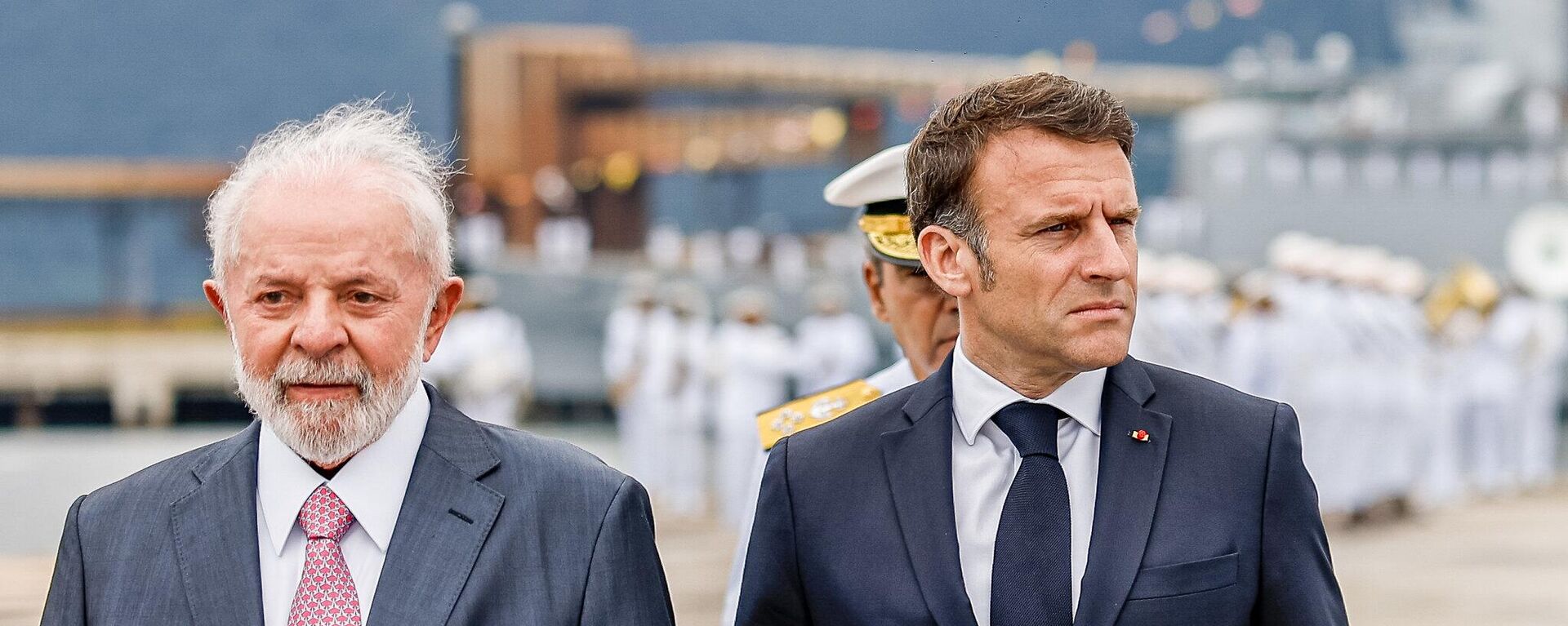 Cerimônia de lançamento ao mar do submarino Tonelero, com a participação do Presidente da República Francesa, Emmanuel Macron, 27 de março de 2024 - Sputnik Brasil, 1920, 30.03.2024