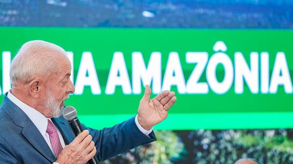 O presidente Luiz Inácio Lula da Silva durante evento de lançamento do programa para reduzir o desmatamento na Amazônia. Brasília (DF), 9 de abril de 2024 - Sputnik Brasil
