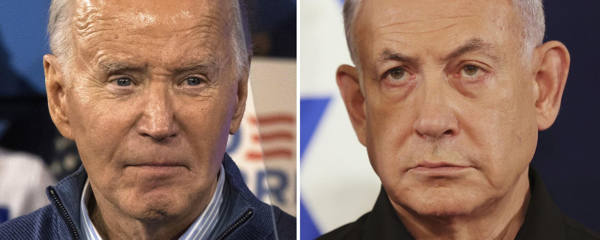Fotomontagem mostra Joe Biden, à esquerda, e Benjamin Netanyahu, à direita - Sputnik Brasil, 1920, 14.04.2024