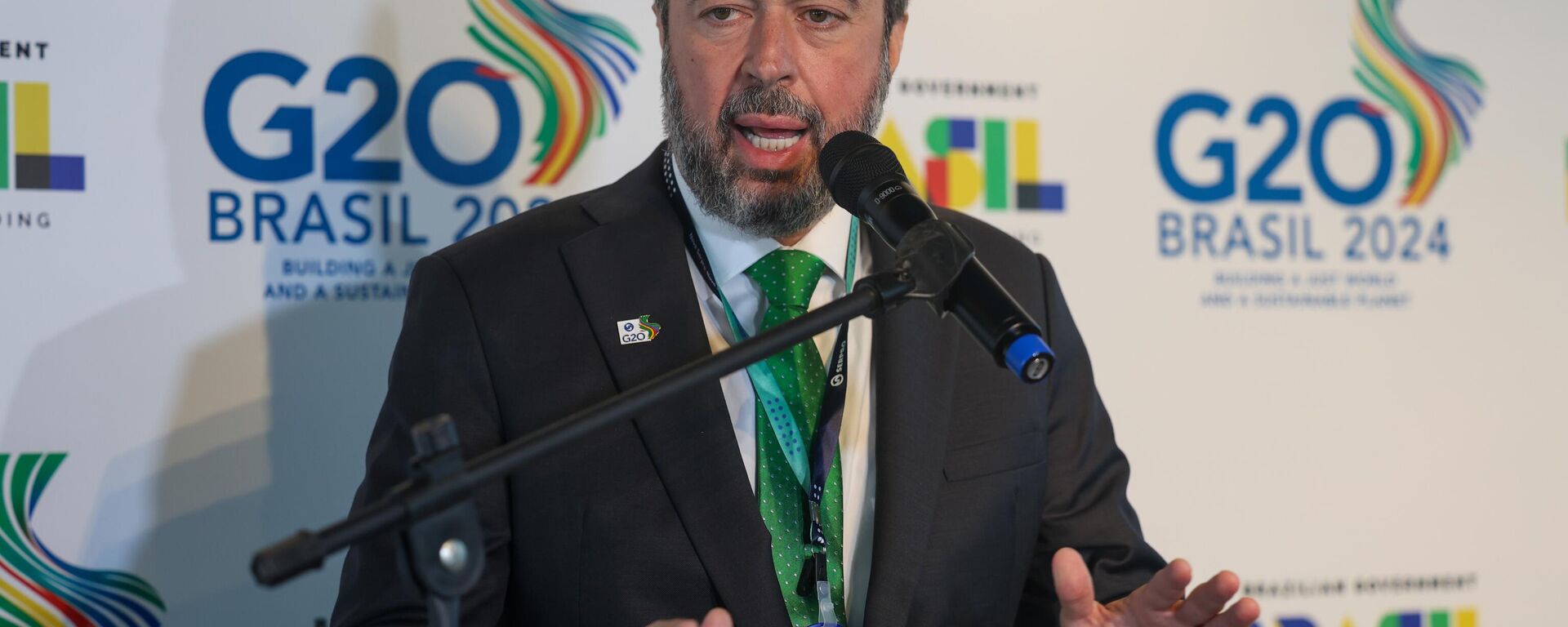 Ministro de Minas e Energia, Alexandre Silveira durante a primeira reunião presencial do Grupo de Trabalho (GT) de Transições Energéticas do G20. Brasília (DF), 15 de abril de 2024 - Sputnik Brasil, 1920, 15.04.2024