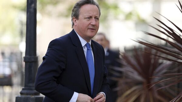 David Cameron, ministro britânico das Relações Exteriores, chega para se reunir com seu homólogo sueco, Tobias Billstrom, em Londres. Reino Unido, 15 de abril de 2024 - Sputnik Brasil