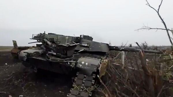 Um tanque Abrams destruído perto de Avdeevka - Sputnik Brasil