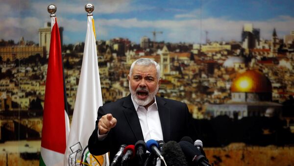 Líder do Hamas, Ismail Haniyeh, durante discurso sobre decisão de Donald Trump de reconhecer Jerusalém como capital de Israel, na Faixa de Gaza - Sputnik Brasil