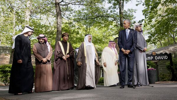 Barack Obama e líderes de vários países árabes do golfo Pérsico durante encontro em Camp David - Sputnik Brasil