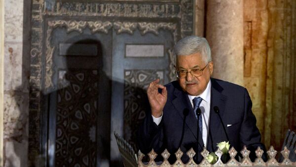 Mahmoud Abbas, presidente palestino, é visto durante um discurso pronunciado no Centro de Conferências Al-Azhar, no Cairo, em 17 de janeiro de 2018 - Sputnik Brasil