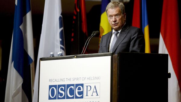 Finnish President Sauli Niinisto speaks at the opening of the 24th Annual Session of the OSCE Parliamentary Assembly in Helsinki, Finland - Sputnik Brasil