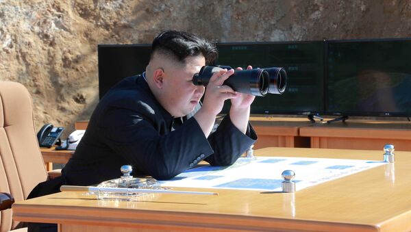 North Korean Leader Kim Jong Un looks on during the test-fire of inter-continental ballistic missile Hwasong-14 in this undated photo released by North Korea's Korean Central News Agency (KCNA) in Pyongyang, July, 4 2017. - Sputnik Brasil