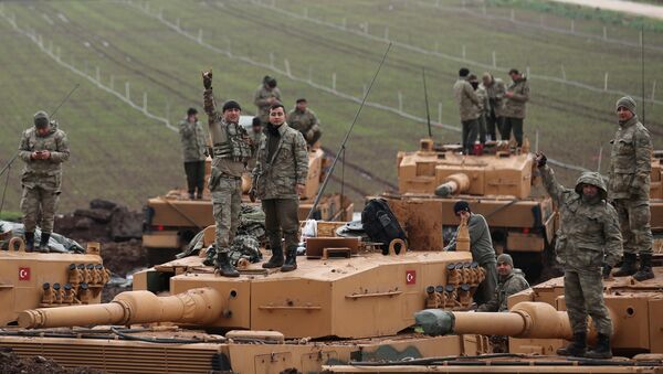 Soldados turcos na província de Hatay, na fronteira entre a Turquia e Síria - Sputnik Brasil