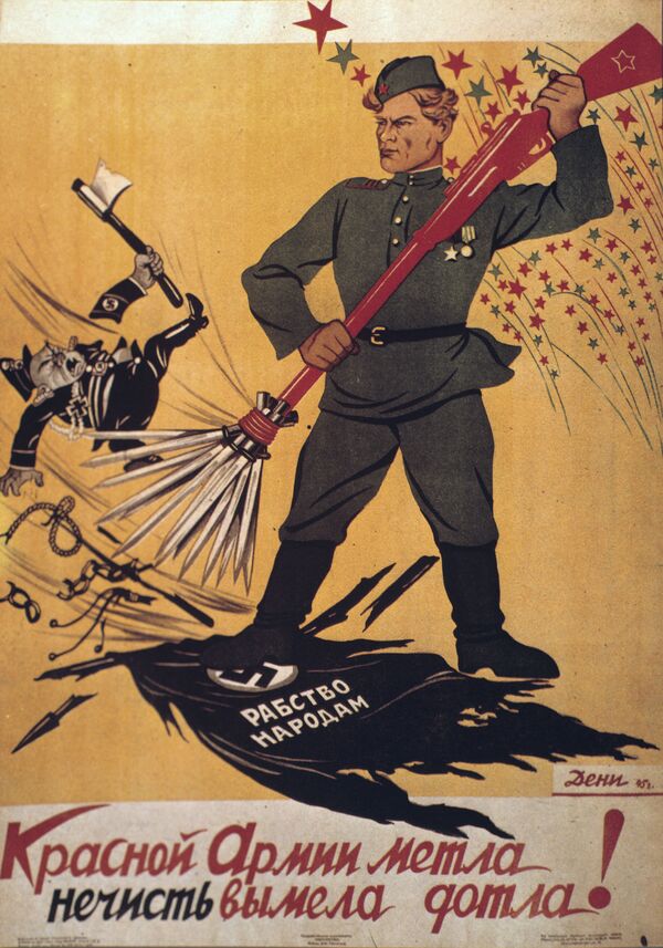 Vassoura do Exército Vermelho varreu os parasitas de uma vez por todas! por Viktor Deni, 1945 - Sputnik Brasil