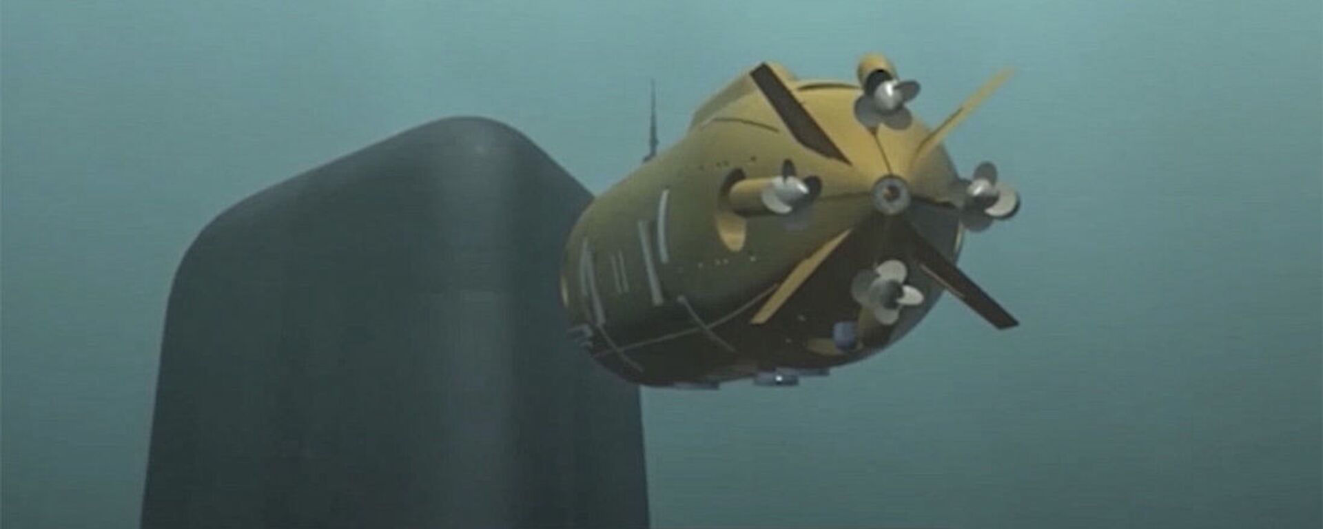 Imagem do novo drone submarino russo mostrada durante a mensagem anual de Vladimir Putin à Assembleia Federal Rússia - Sputnik Brasil, 1920, 11.06.2022