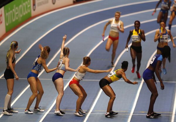 Participantes da final de estafeta feminina durante o Campeonato Mundial de Atletismo em Pista Coberta 2018, em Birmingham - Sputnik Brasil