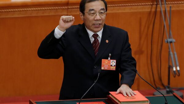 Recém eleito chefe da Comissão Nacional de Supervisão da China, Yang Xiaodu. A comissão tem como papel principal o combate à corrupção. - Sputnik Brasil