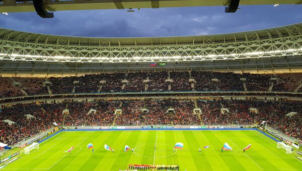 No estádio Luzhniki minutos antes do início do amistoso Rússia X Brasil - Sputnik Brasil