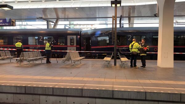 Equipes de emergência trabalham em plataforma de trens em Salzburgo, na Áustria, após acidente deixar 54 feridos. - Sputnik Brasil