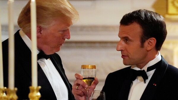 Trump e Macron brindam sua amizade durante jantar de Estado. - Sputnik Brasil