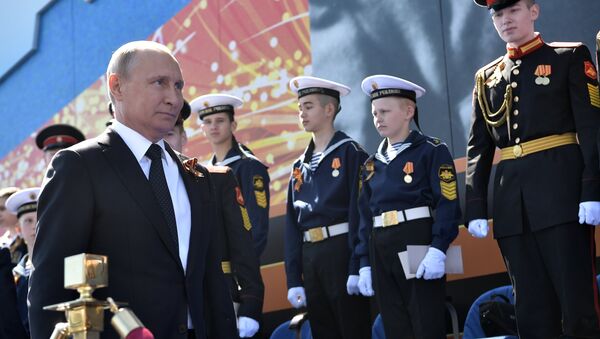 Presidente russo, Vladimir Putin, na Parada da Vitória dedicada à comemoração do 73º aniversário da vitória sobre a Alemanha nazista - Sputnik Brasil