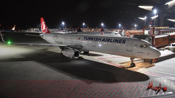 Avião A321 da Turkish Airlines estacionado no Aeroporto de Berlim-Tegel, 26 de outubro de 2017 - Sputnik Brasil