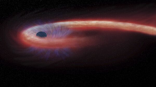 Buraco negro renderizado pela NASA. - Sputnik Brasil
