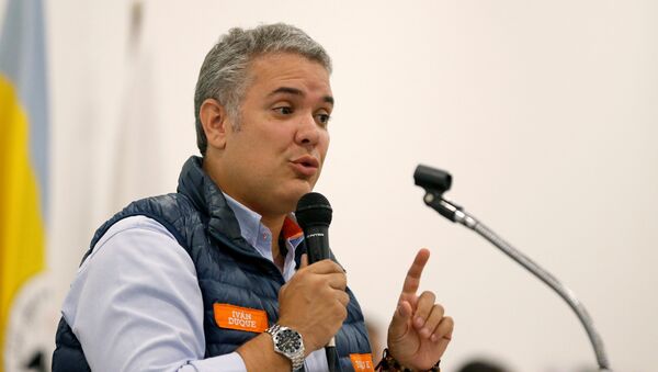 Iván Duque, candidato à presidência da Colômbia pelo Centro Democrático, venceu o 1° turno com 39% dos votos - Sputnik Brasil