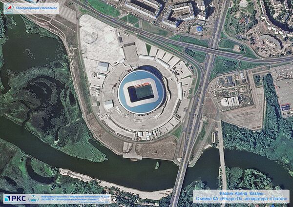 Imagem do estádio Kazan Arena tirada pelo satélite russo Resurs-P nas vésperas da Copa do Mundo 2018, na cidade-sede de Kazan - Sputnik Brasil