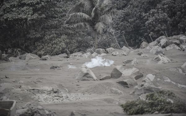 Comunidade San Miguel Los Lotes, coberta por cinzas após a erupção vulcânica na Guatemala, em 4 de junho de 2018 - Sputnik Brasil