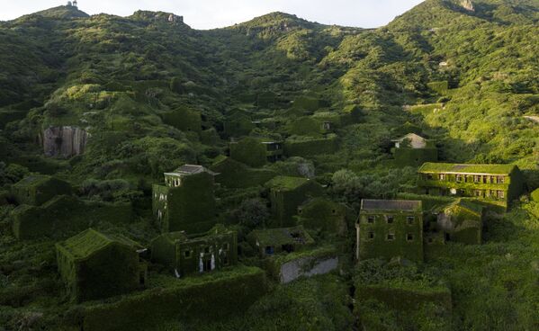 Casas cobertas por vegetação na povoação abandonada de Houtouwan, China. - Sputnik Brasil