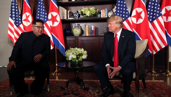 Kim Jong-un e Donald Trump falam brevemente com jornalistas antes de encontro histórico - Sputnik Brasil