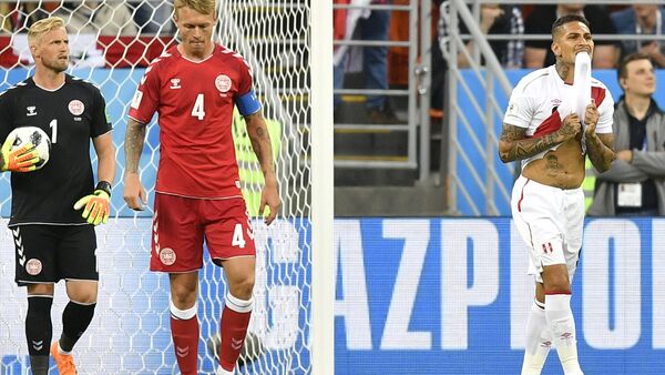 Paolo Guerrero lamenta chance perdida em jogo entre Peru e Dinamarca na Copa do Mundo da Rússia. - Sputnik Brasil