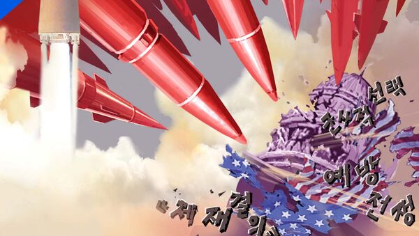 Poster com propaganda norte-coreana contra os EUA - Sputnik Brasil