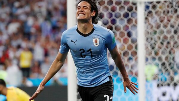 Cavani comemora gol do Uruguai contra Portugal - Sputnik Brasil